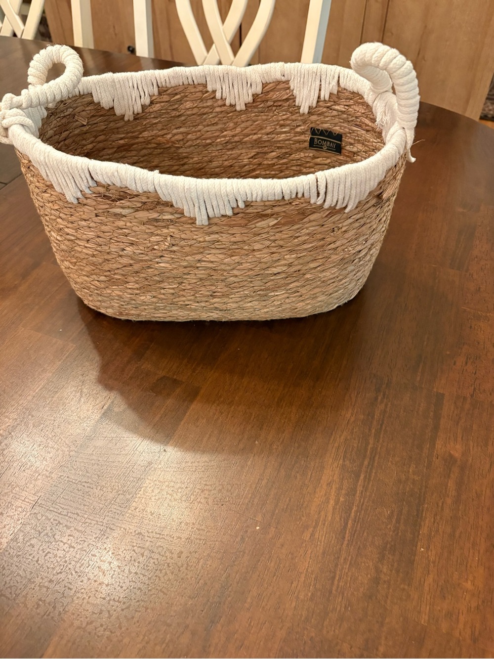 Bombay Natural Seagrass Basket with Cream Trim